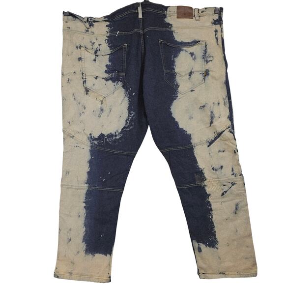 Makobi Moto Biker Jean Blue Acid Skinny Distressed Men's Big & Tall 60 x 33 3739 - Picture 2 of 9